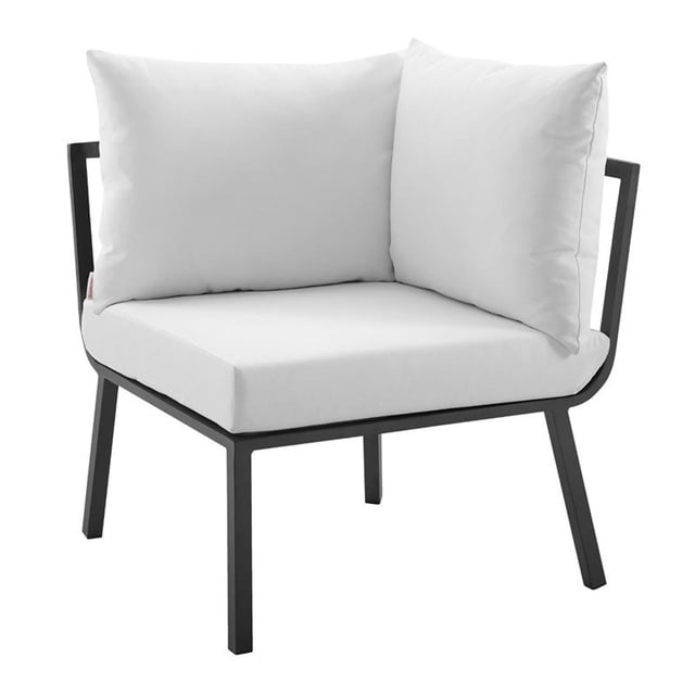 Modway Fauteuil d'Angle de Patio Extérieur en Aluminium, Gris/blanc