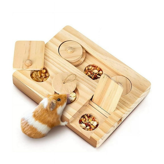 Guinea Pig Foraging Toys 6 in 1 Wooden Toys for Guinea Pig Educational Interactive Hide Treats Toys for Small Animal