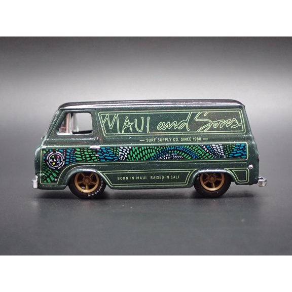 Open Box 1963 63 FORD ECONOLINE DELIVERY VAN MAUI & SONS GREEN 1:64 DIECAST MODEL CAR