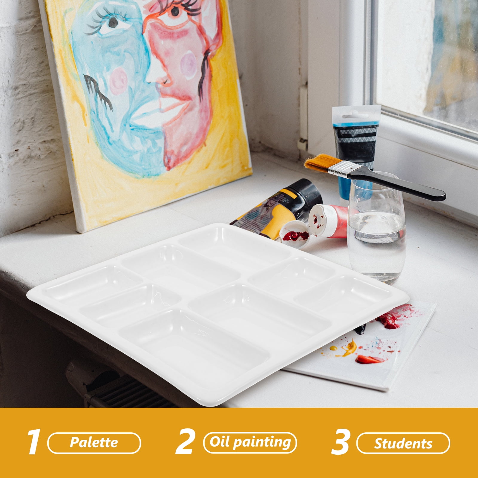 Ceramic Palette Watercolor Painting Pigment Tray Dish White Ceramics Child