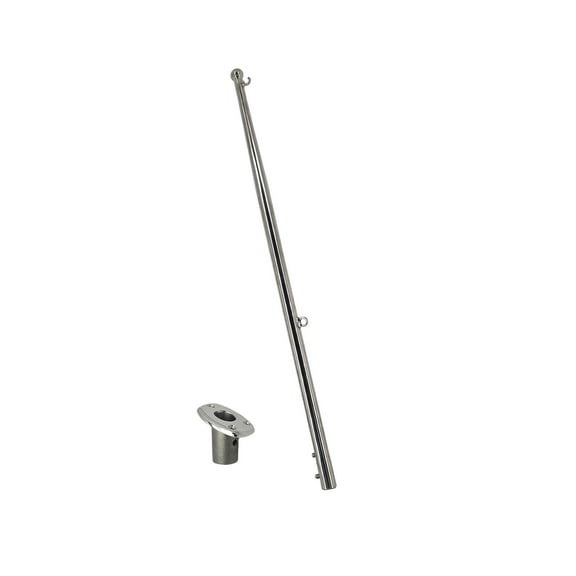 MARINE CITY 304 Stainless Steel 24 Inch Adjustable Flag Stanchion Pole and Base Kit, Corrosion-Resistant and Durable, for Yachts, Boats, RVs, and Marines Pack of 1