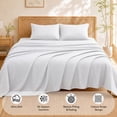 thumbnail image 4 of WISHEAD Full Sheet Set, 4 Piece Ultra Soft Brushed Microfiber Bed Sheets, Cooling & Breathable, Secure Fitted Sheet, Wrinkle Resistant Hotel Bedding Set with Classic Stripe, White, 4 of 9