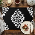 thumbnail image 2 of Placemats Set of 4, Black Flower Place Mats Classical Luxury Abstract Art Tablemats Washable Placemat Table Decoration for Kitchen Table Dinner Party Home Decor Indoor Outdoor 13x19 Inch, 2 of 9