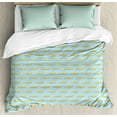 thumbnail image 1 of Caterpillar Duvet Cover Set King Size, Vintage Hand-Drawn Pattern of Caterpillars in Repeating Order, Decorative 3 Piece Bedding Set with 2 Pillow Shams, Pale Blue and Pale Yellow, by Ambesonne, 1 of 3
