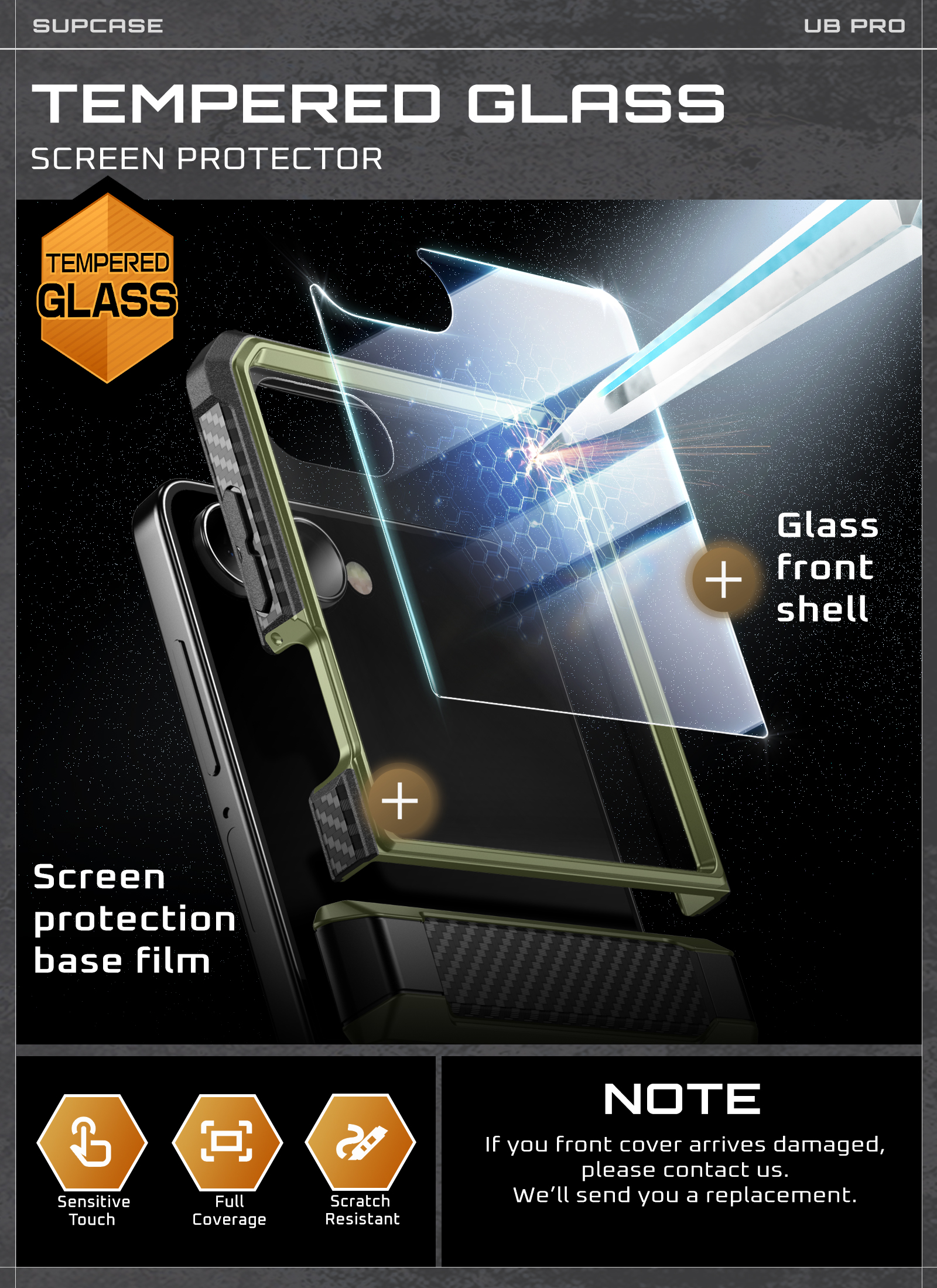 SUPCASE Unicorn Beetle Pro for Samsung Galaxy Z Flip 7 Case with Built-in Stand & Belt-Clip, [Hinge Protection] [Front Tempered Glass Screen Protector] Full Body Military-Grade Phone Cover, Guldan