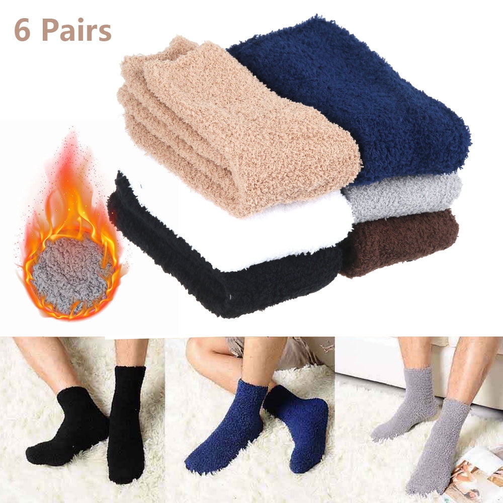 6 Pairs Cosy Bed Socks Mens Fluffy Home Sock Thick Indoor Winter Warm Soft New