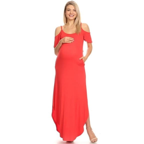 MTRPS3101-04-2XL Maternity Reta Maxi Dress, Red - 2XL