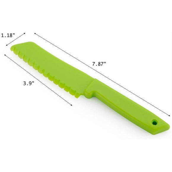 Ensemble de 4 Couteaux de Cuisine en Plastique avec Bords Dentelés - Couteaux en Plastique - Couteau de Chef en nylon Sécuritaire pour Enfants / Couteau de Chef pour Enfants pour Fruits, Pain, Gâteaux, Salades