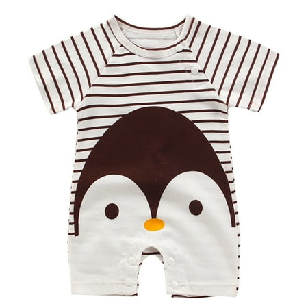 

Newborn Baby Boy Girl Clothes Infant Romper Bodysuits Newborn Toddler Baby Girls Boys Bodysuit Summer Short Sleeve One-piece Cartoon Romper Jumpsuit Brown 6-9 Months