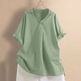 thumbnail image 2 of Blouse pour Femmes Décontractée Été Col en V Boutonnée Basique Confortable Mode Légère Ample Mode Urbaine Chemises, 2 of 6