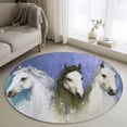 thumbnail image 3 of 3.3ft Washable Round Rug, Horses Non-Slip Circle Area Rug for Entryway Bedroom, Animal Indoor Accent Floor Mat for Home Decor, 3 of 9