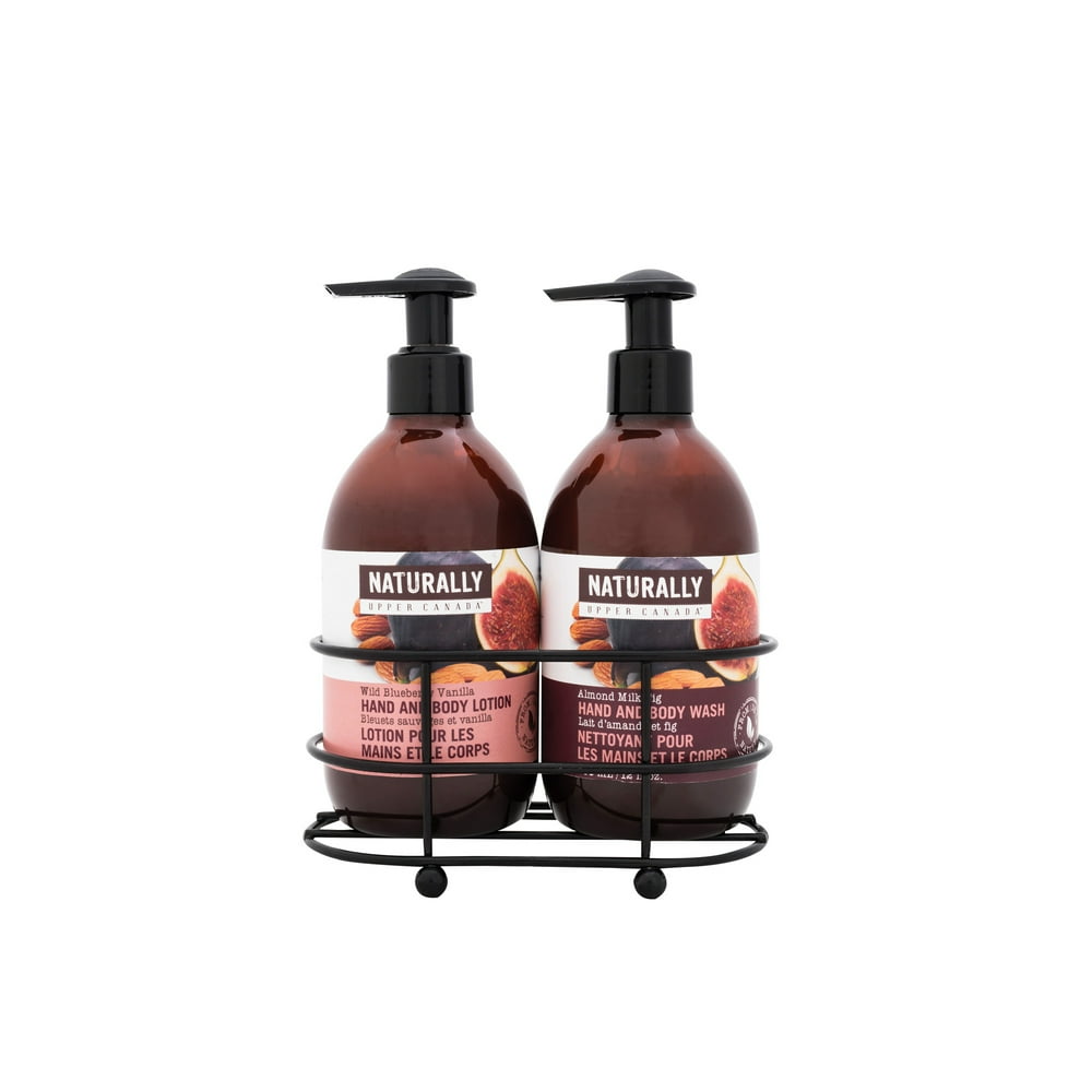 Upper Canada Soap Naturally Hand & Body Lotion & Wash Caddy Set, Almond