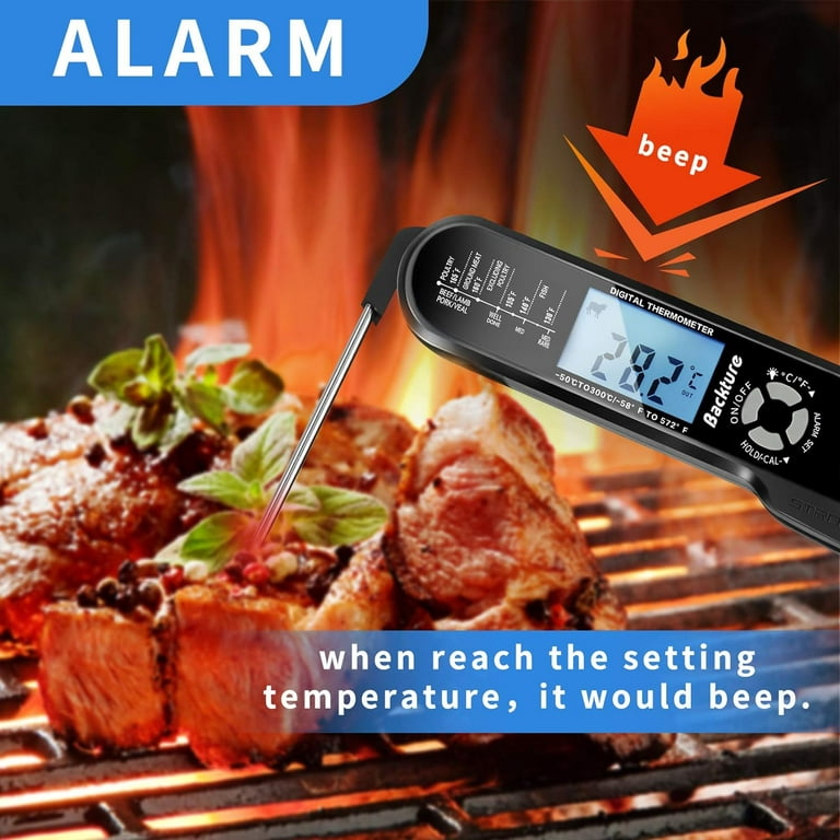 Digital Meat Thermometer With Stainless Steel Probe And Alarm