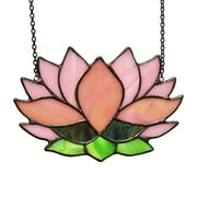 BOXCASA Lotus Flower Stained Glass Window Hangings Sun Catcher Gift for Mom,Lotus Decoration Handmade Glass Flower Ornament for Window,Unique Birthday Gift for Women,Daughter,Friends (5.54 INCH )