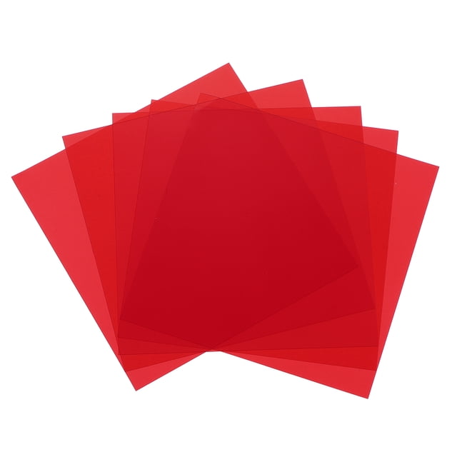 Uxcell 5 Pcs Hojas de Plástico de Color, Filtro de Gel de Corrección de Color de Película Ámbar Transparente Impermeable 3.9 x 3.9" para Manualidades DIY, Iluminación LED, Fotografía (Rojo)