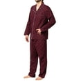 thumbnail image 2 of Hanes Men's Pajamas Cotton X-Temp Long Sleeve Shirt & Pants Knit Pjs Lounge Set - Merlot (Medium), 2 of 7