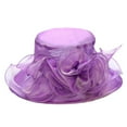 thumbnail image 4 of Women Church Hats, Comdrip 2025 Derby Hats for Women Ladies, Classy Organza Church Tea Party Wedding Fascinator Hat Uv Protection Sun Hats Mesh Sunshade Hat Spring Hats for Women 2025 Purple One Size, 4 of 4