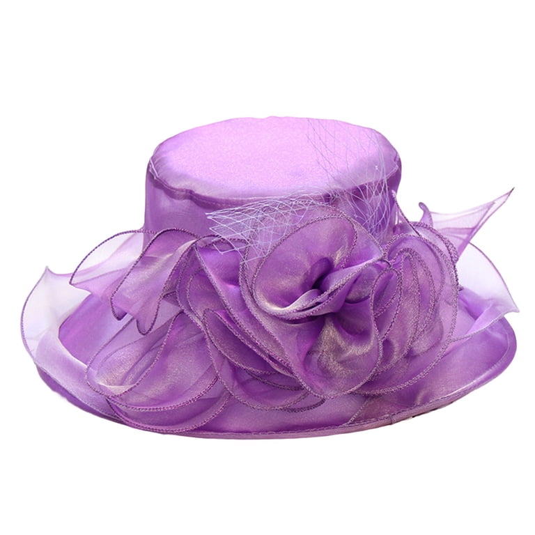 Elegant Purple Floral Wide-Brim Women’s Hat Women Sun Hat Wide Brim Floral Elegant Summer Hat Lady  main image 3