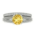 thumbnail image 2 of 1.99 ct Brilliant Round Cut Natural Citrine 18K White Gold Solitaire with Accents Engagement Bridal Wedding Ring Band Set size 9, 2 of 7