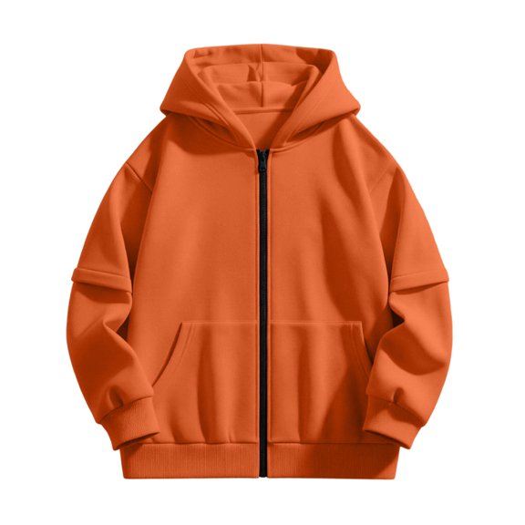 Shadoumai Girls Solid Color Casual Zip Hoodie Jacket Lightweight Hooded Sweatshirt Front Comfortable Everyday Outerwear for Kids Back To School Clothes for Girls 11-12