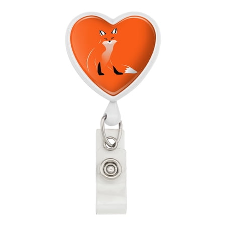 Stylish Red Foxy Fox Heart Lanyard Retractable Reel Badge ID Card Holder