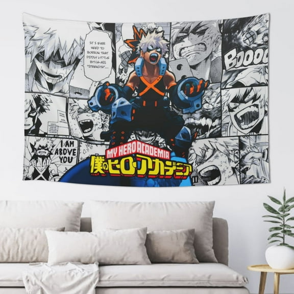 My Hero Academia Bakugo Katsuki Tapestry Wall Hanging Home Decoration Wall Blanket Dormitory Living Room Bedroom Backdrop Poster( 60x40inch)