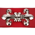thumbnail image 2 of Premium Gold Fleur de lis Buckle Wide Elastic Stretch Waist Belt Waistband, 2 of 3