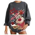 thumbnail image 1 of Chandail en Molleton de Noël pour Femmes Imprimé Mode Pull à Manches Longues Fermeture Cardigan Veste Mi-Longue Vacances Xmas Extérieur Col Rond Pull Chaud, 1 of 6