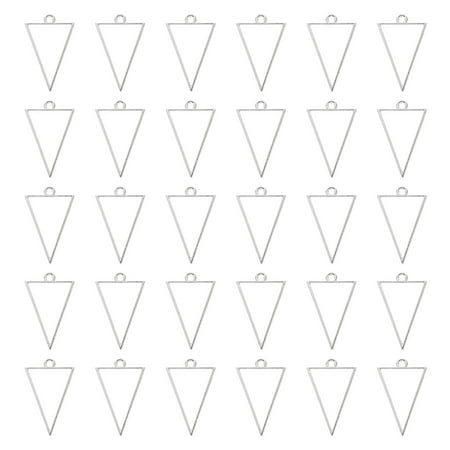 30pcs Open Bezels, Resin Bezels Pendants Mold Open Back Bezels Alloy for Resin Jewelry Making, Triangle, Silver Tone