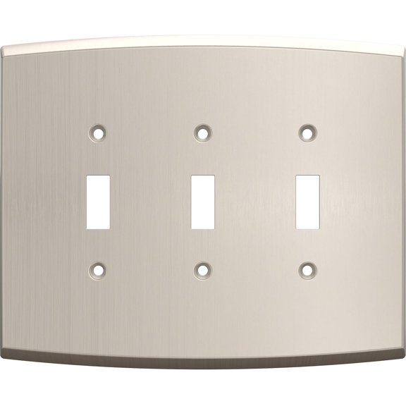 Franklin Brass Soft Arch (2-Pack) Decorative Light Switch Cover Wall Plates Satin Nickel 3-Gang Oversized Wall Plate Switch/Toggle Plate Guards Electrical Outlet Covers W35899K-SN-CP