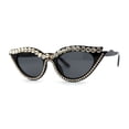 thumbnail image 1 of Full Crowned Rhinestone Studed Classic 20s Gothic Cat Eye Sunglasses All Black, 1 of 4