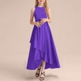 thumbnail image 2 of mgoYE Girls A-Line Halter Dress Junior Bridesmaid Flower Girl High Low Flowy Maxi Dresses Wedding Party Pageant Gown(Purple,4-6 Years), 2 of 5