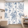 thumbnail image 4 of Blue Floral Shower Curtain 72Wx72H Inches,Boho Vintage Navy and White Flowers Bathroom Curtains,Decorative Bird Farmhouse Shower Curtain Set,Chinoiserie Aesthetic Bathroom Decor with Hooks, 4 of 6