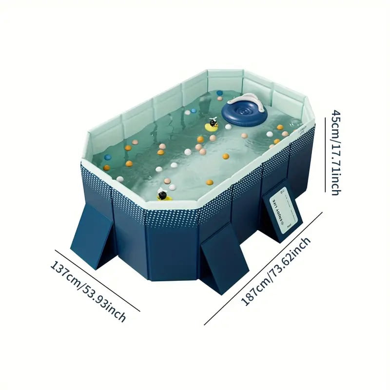 OlurrisaDurable PVC Inflatable Pool – 1.8m Blue Garden Swimming Pool with Foldable Storage, Easy Setup & Compact Design for Small Yards (72x54x17in)​​