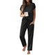thumbnail image 1 of Conjunto de pijama Ekouaer de manga corta negro para mujer, 1 of 7