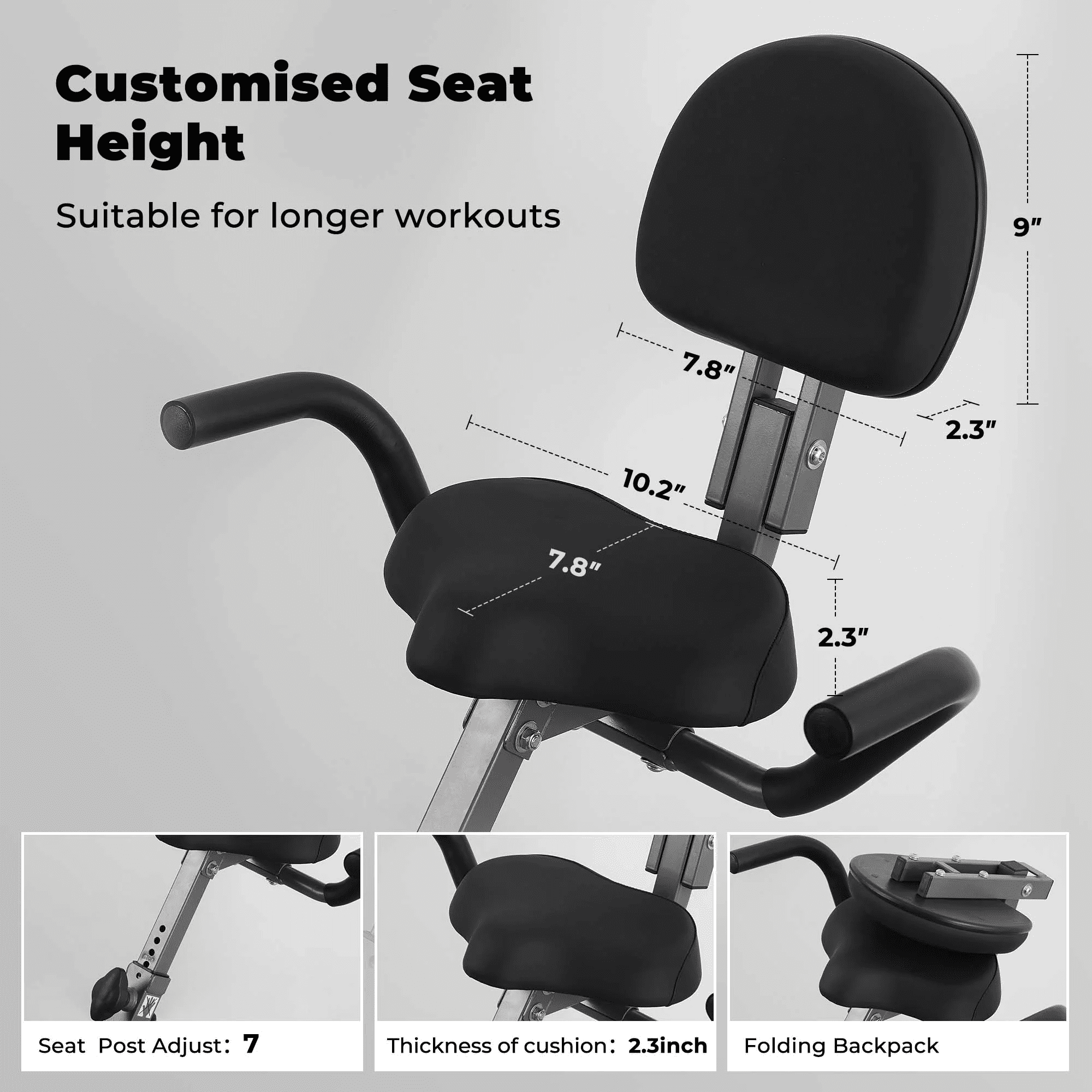 Naipo Folding Exercise Bike 4 in 1 Magnetic Stationary Recumbent Bike 10 Level Resistance for Home Use with Arm Resistance Bands