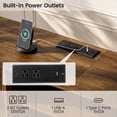 thumbnail image 4 of Doyolan 55" Fluted TV Stand with Power Outlet, Mid-Century Modern TV Console with 2 Sliding Tambour Doors, Wood Entertainment Center with Storage Shelves, USB & Type-C Charging Station, Walnut, 4 of 8