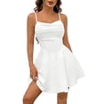 thumbnail image 2 of Aimik Women's Corset Mini Dress Summer Spaghetti Strap Ruched Front Solid Mini Skater Dress A-Line Flowy Short Dress, 2 of 6
