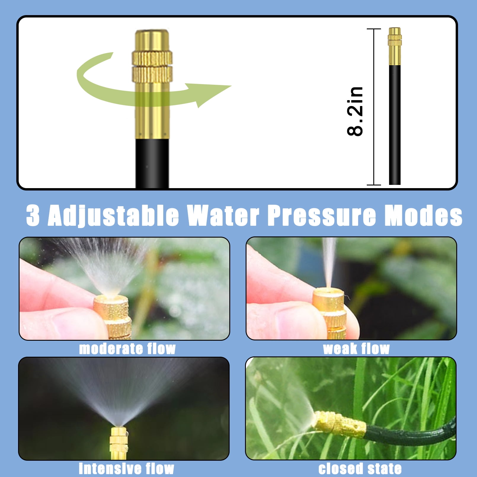 IRmm New Drip Irrigation System,Automatic Irrigation System with Replaceable 360-degree Bending Dropper,atomizing Copper Nozzle for Watering System for Garden Plant Lawn Patio. (Copper Nozzle)