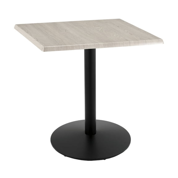 Indoor/Outdoor 36" Tall OD214 Black Table Base with 22" Diameter Foot and 30" x 30" Square Indoor/Outdoor White Ash Top by the Holland Bar Stool Co.