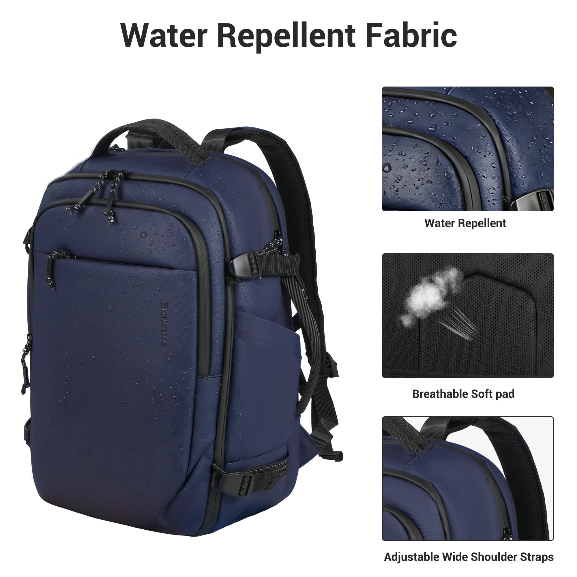 Smicure Travel carry on Backpack Laptop Business 18 Inch Business Anti Theft Slim Water Resistant Sturdy College Computer Bag.Blue
