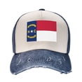 thumbnail image 2 of Men Women North Carolina Flag Distressed Twill Cotton Baseball Cap Vintage Adjustable Dad Hat, 2 of 7