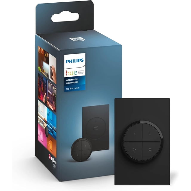 Interruptor de luz Philips Hue Wall Tap Dial portátil negro, paquete de 1 Philips Hue Ver descripción