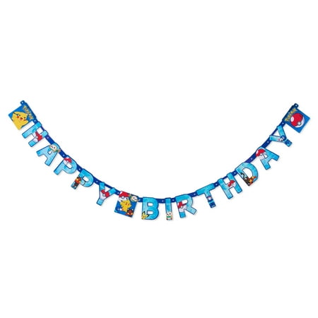American Greetings Pokemon Party Supplies Paper Happy Birthday Party Banner, 1-Count