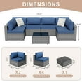 thumbnail image 5 of Walsunny 7 Pieces Patio Conversation Set, All-Weather Rattan Wicker Patio Furniture Sets with 6 Chairs and 1 Coffee Table, Washable Couch Cushions,Sliver Rattan Navy Blue Cushions, 5 of 7