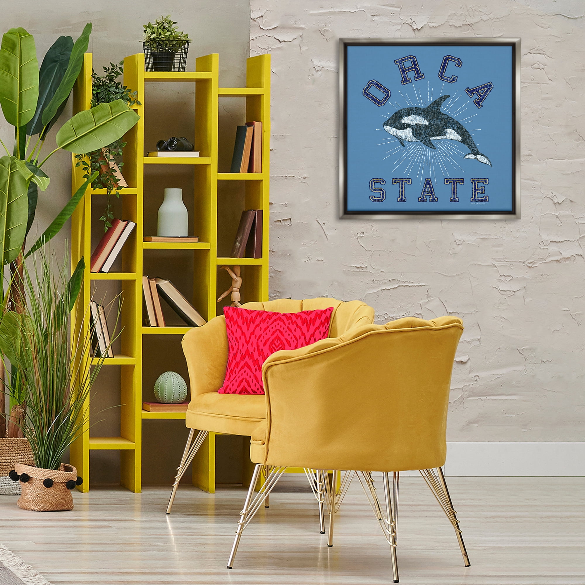 Stupell Industries Vintage Orca State Animals Painting Gray Floater Framed Canvas Art Print Wall Art, 25 x 25