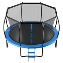 KFFKFF 10FT Outdoor Trampoline with Safety Enclosure, Durable Design, ASTM Certified, 265 lbs Weight Limit, Rust-Resistant Recreational Trampoline for Backyard Fun