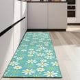 thumbnail image 4 of Turquoise Daisy Flower Yellow Centers Pattern Kitchen Rug Mat,Kitchen Runner Rugs Non Skid Washable,Decorative Kitchen Floor Mats for Kitchen,Sink,Laundry,17"X47", 4 of 5