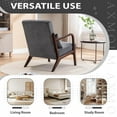 thumbnail image 3 of Mid Century Modern Accent Chair, Arm Chair Living Room Chairs with Lumbar Pillow Upholstered Lounge Reading Chair with Solid Wood Frame & Corduroy Fabrics for Living Room Bedroom (Dark Gray), 3 of 7