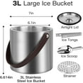 thumbnail image 4 of 3L Large Ice Bucket with Lid, Scoop, Ice Tong, Strainer & Leather Handle Keep Ice Frozen Longer Large Wine Ice Buckets for Parties,Cocktail Bar, Chilling Beer Champagne, Dark Brown Handle 3L, 4 of 16